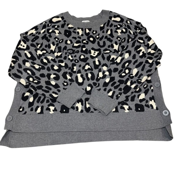 Stella‎ & Dot Gray Black White Animal Print Sweater 2X Wool Blend Heavy - Picture 4 of 9